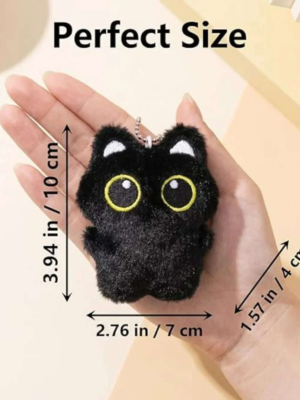Black Cat Plush Keychain Kawaii Bag Charm Purse Backpack Keys New from a Non